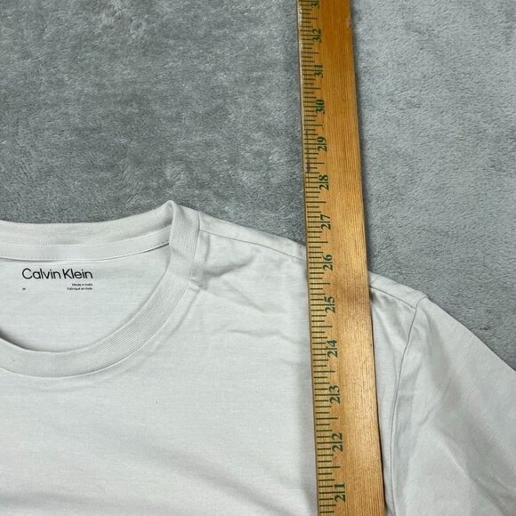 Calvin Klein Mens White Slim Fit Cotton T-Shirt Medium Size M d0742 - Picture 3 of 7